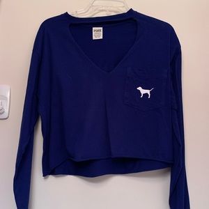 Royal Blue Long Sleeve Crop Top